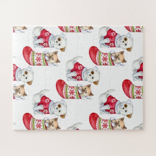 Christmas Dog & Cat Legpuzzel (Horizontaal)