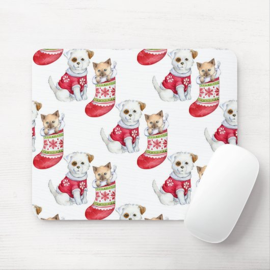 Christmas Dog & Cat Muismat (Met muis)