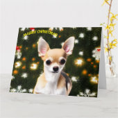 Christmas Dog Chihuahua Kaart (Gele Bloem)