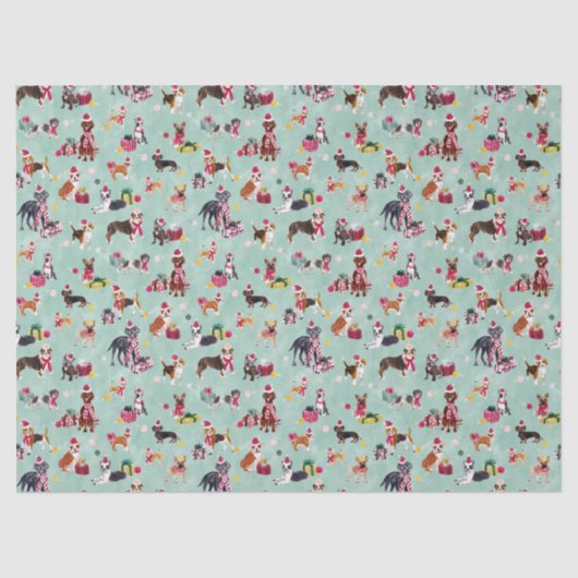 CHRISTMAS DOG CUTENESS MINT TISSUEPAPIER (Voorkant)