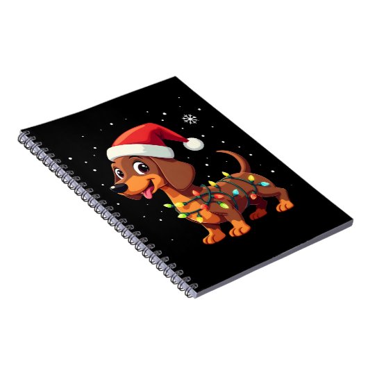 Christmas Dog Dachshund Santa Xmas Wiener 3 Notitieboek (Rechterzijde)