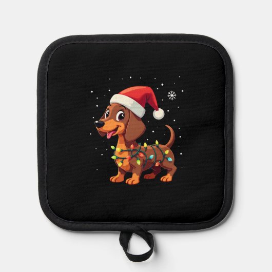 Christmas Dog Dachshund Santa Xmas Wiener 3 Pannenlap (Voorkant)