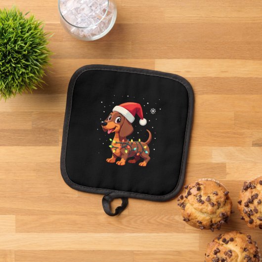 Christmas Dog Dachshund Santa Xmas Wiener 3 Pannenlap (Top down)