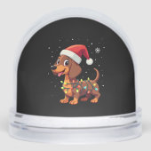 Christmas Dog Dachshund Santa Xmas Wiener 3 Sneeuwbol (Voorkant)