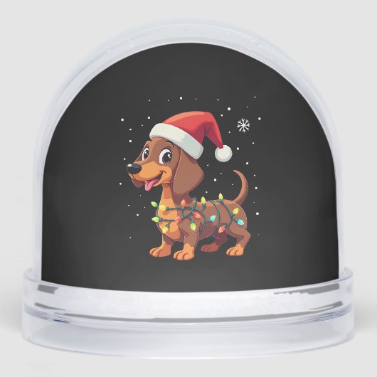 Christmas Dog Dachshund Santa Xmas Wiener 3 Sneeuwbol (Voorkant)
