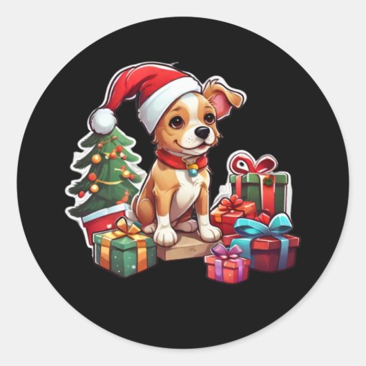 Christmas Dog Design Sticker (Voorkant)