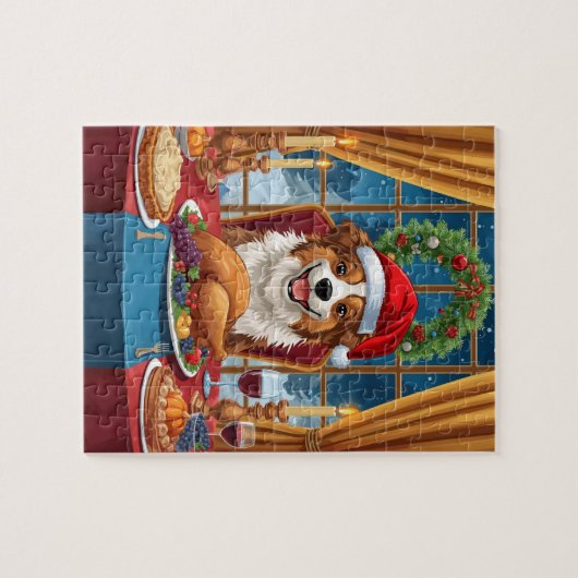 Christmas Dog Dinner Festive Holiday Feast Legpuzzel (Horizontaal)