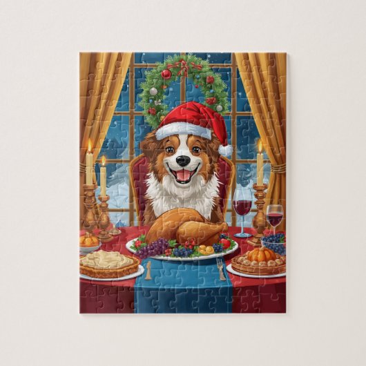 Christmas Dog Dinner Festive Holiday Feast Legpuzzel (Verticaal)
