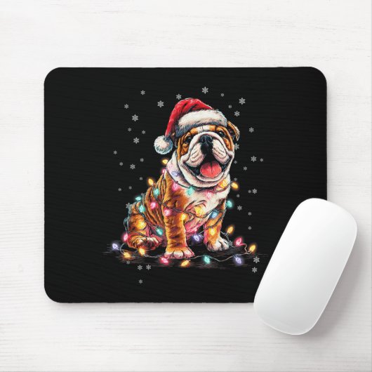 Christmas Dog English Bulldog Santa Xmas Women Men Muismat (Met muis)