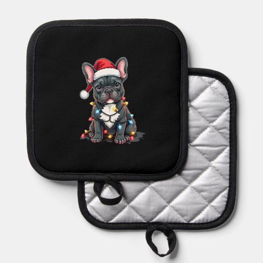 Christmas Dog French Bulldog Xmas Frenchie 3 Pannenlap (Voorkant / Achterkant)