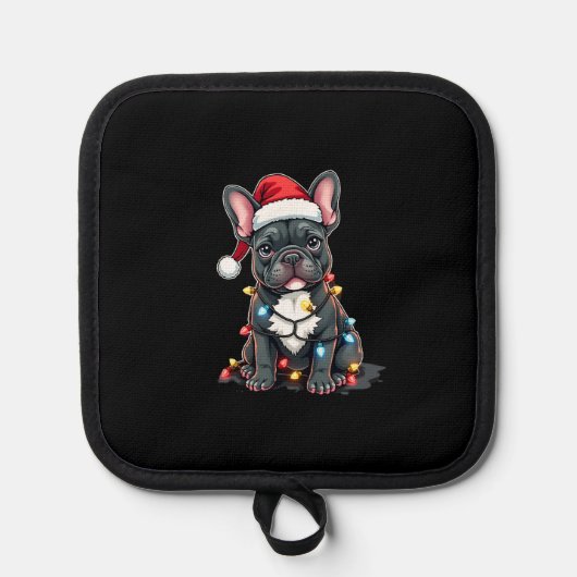 Christmas Dog French Bulldog Xmas Frenchie 3 Pannenlap (Voorkant)