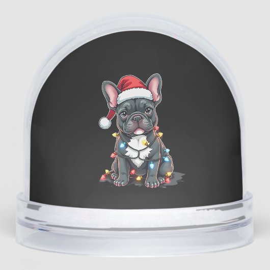 Christmas Dog French Bulldog Xmas Frenchie 3 Sneeuwbol (Voorkant)