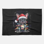 Christmas Dog French Bulldog Xmas Frenchie Men Wom Theedoek (Horizontaal)