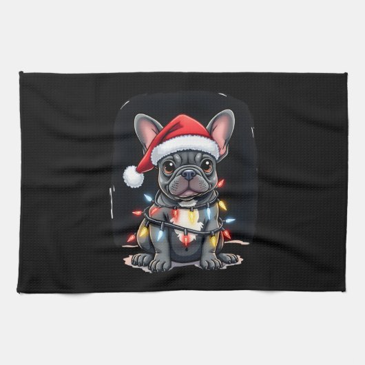 Christmas Dog French Bulldog Xmas Frenchie Men Wom Theedoek (Horizontaal)