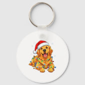 Christmas Dog Golden Retriever Lights Xmas Sleutelhanger (Voorkant)