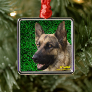Christmas Dog Ornament, Custom Square Dog Foto Metalen Ornament