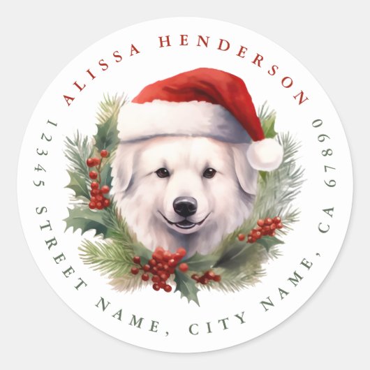 Christmas Dog Ronde Stickers (Voorkant)