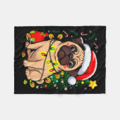 Christmas Dog Santa Clause Pug Puppy X-mas Fleece Deken (Voorkant (Horizontaal))
