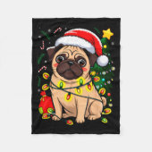 Christmas Dog Santa Clause Pug Puppy X-mas Fleece Deken (Voorkant)