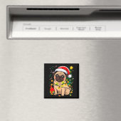 Christmas Dog Santa Clause Pug Puppy X-mas Magneet (Insitu (Vaatwasser))