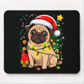 Christmas Dog Santa Clause Pug Puppy X-mas Muismat (Voorkant)