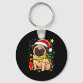 Christmas Dog Santa Clause Pug Puppy X-mas Sleutelhanger (Voorkant)