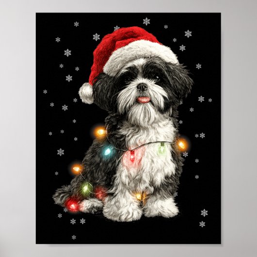 Christmas Dog Shih Tzu Santa Xmas Women Men Kids  Poster (Voorkant)