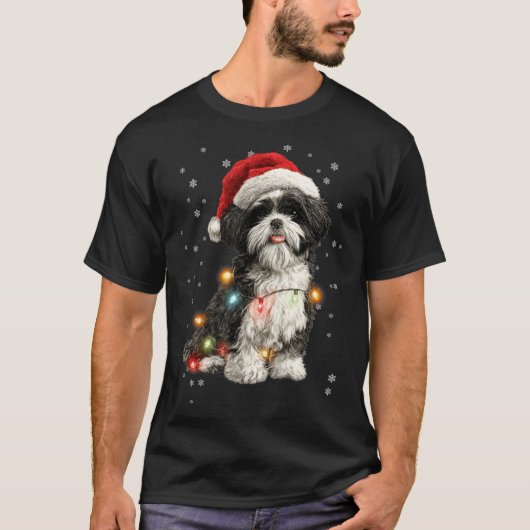 Christmas Dog Shih Tzu Santa Xmas Women Men Kids  T-shirt (Voorkant)