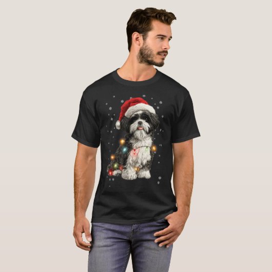 Christmas Dog Shih Tzu Santa Xmas Women Men Kids  T-shirt (Voorkant volledig)