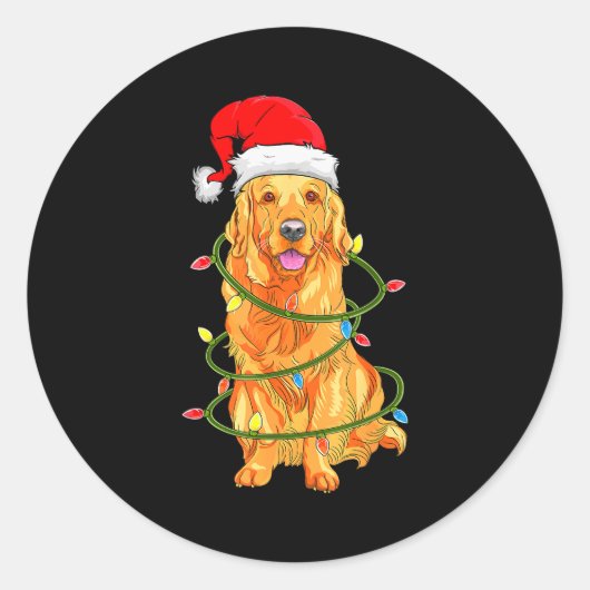 Christmas Dog Shirt, Christmas Golden Retriever Pa Ronde Sticker (Voorkant)