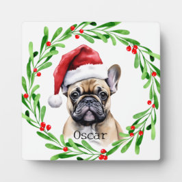 Christmas Dog Tan Frenchie Franse Bulldog Pet Fotoplaat