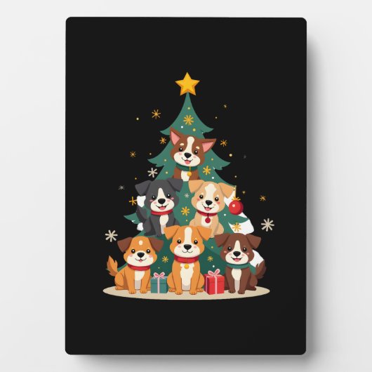 Christmas Dog Tree T-Shirt Cute Funny Puppy Dogs X Fotoplaat (voorkant)