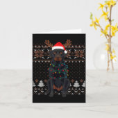 Christmas Dog With Hat And Lights - Funny Holiday  Kaart (Gele Bloem)
