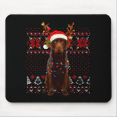 Christmas Dog With Hat And Lights - Funny Holiday  Muismat (Voorkant)