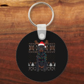 Christmas Dog With Hat And Lights - Funny Holiday Sleutelhanger (Voorkant)