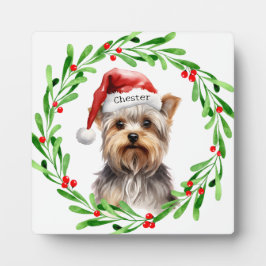 Christmas Dog Yorkie Yorkshire Terrier Feestdagen Fotoplaat
