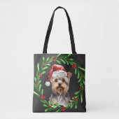 Christmas Dog Yorkie Yorkshire Terrier Feestdagen Tote Bag (Voorkant)