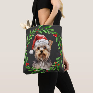 Christmas Dog Yorkie Yorkshire Terrier Feestdagen Tote Bag