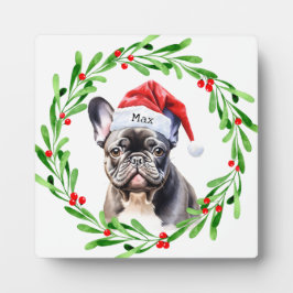 Christmas Dog Zwart Frenchie Frans Bulldog Santa Fotoplaat