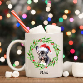 Christmas Dog Zwart Frenchie Frans Bulldog Santa Koffiemok