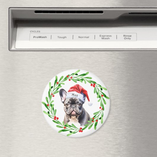 Christmas Dog Zwart Frenchie Frans Bulldog Santa Magneet (Insitu (Vaatwasser))