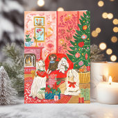 Christmas Dogs Afghan Hound Hand drawn  Feestdagen Kaart
