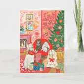 Christmas Dogs Afghan Hound Hand drawn  Feestdagen Kaart (Voorkant)
