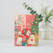 Christmas Dogs Afghan Hound Hand drawn Feestdagenkaart (Staand voorkant)