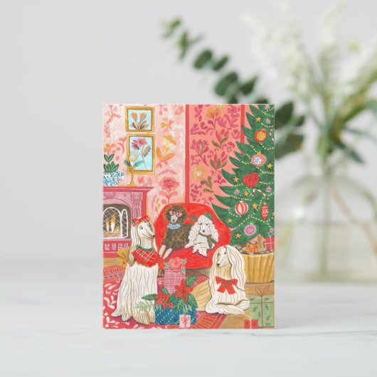 Christmas Dogs Afghan Hound Hand drawn Feestdagenkaart (Staand voorkant)