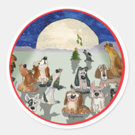 Christmas Dogs Cartoon Ronde Sticker Envelope Seal