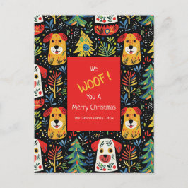 Christmas Dogs Cute Holiday Postcard Feestdagenkaart