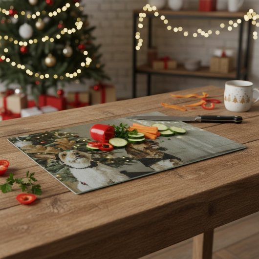 Christmas Dogs Cutting Board Holiday Gift Snijplank
