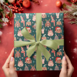 Christmas Dogs Hand getekend patroon Cadeaupapier<br><div class="desc">Whimsical kerstpatroon inpakpapier met illustratie van schattige hondjes met winterse accessoires.</div>