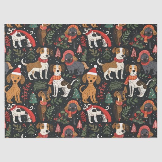 Christmas Dogs Pattern Tissuepapier (Voorkant)